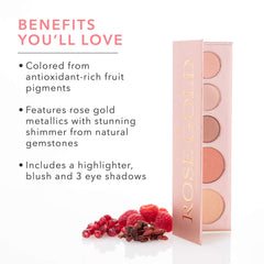 Blush rose doré compact, couleur flatteuse et naturelle.