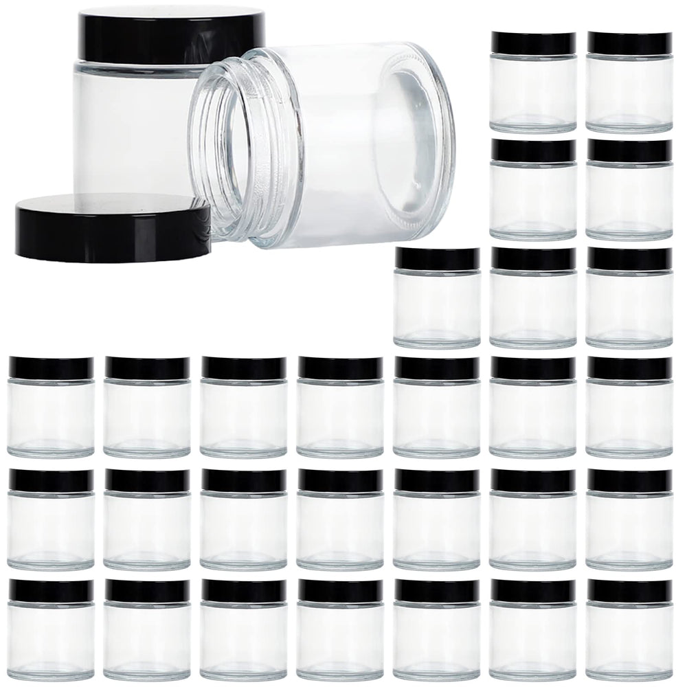 Bocal en verre 4 oz 11 Hoa Kinh avec couvercle noir, stockage sûr.