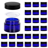 11 Hoa Kinh bocal en verre bleu 30 ml avec bouchon noir, idéal pour crèmes en voyage