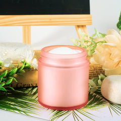 Bocal Hoa Kinh en verre rose givré pour lotion et crème