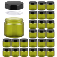 Bocal en verre vert 2oz de 11 Hoa Kinh avec couvercle noir, idéal pour les voyages.