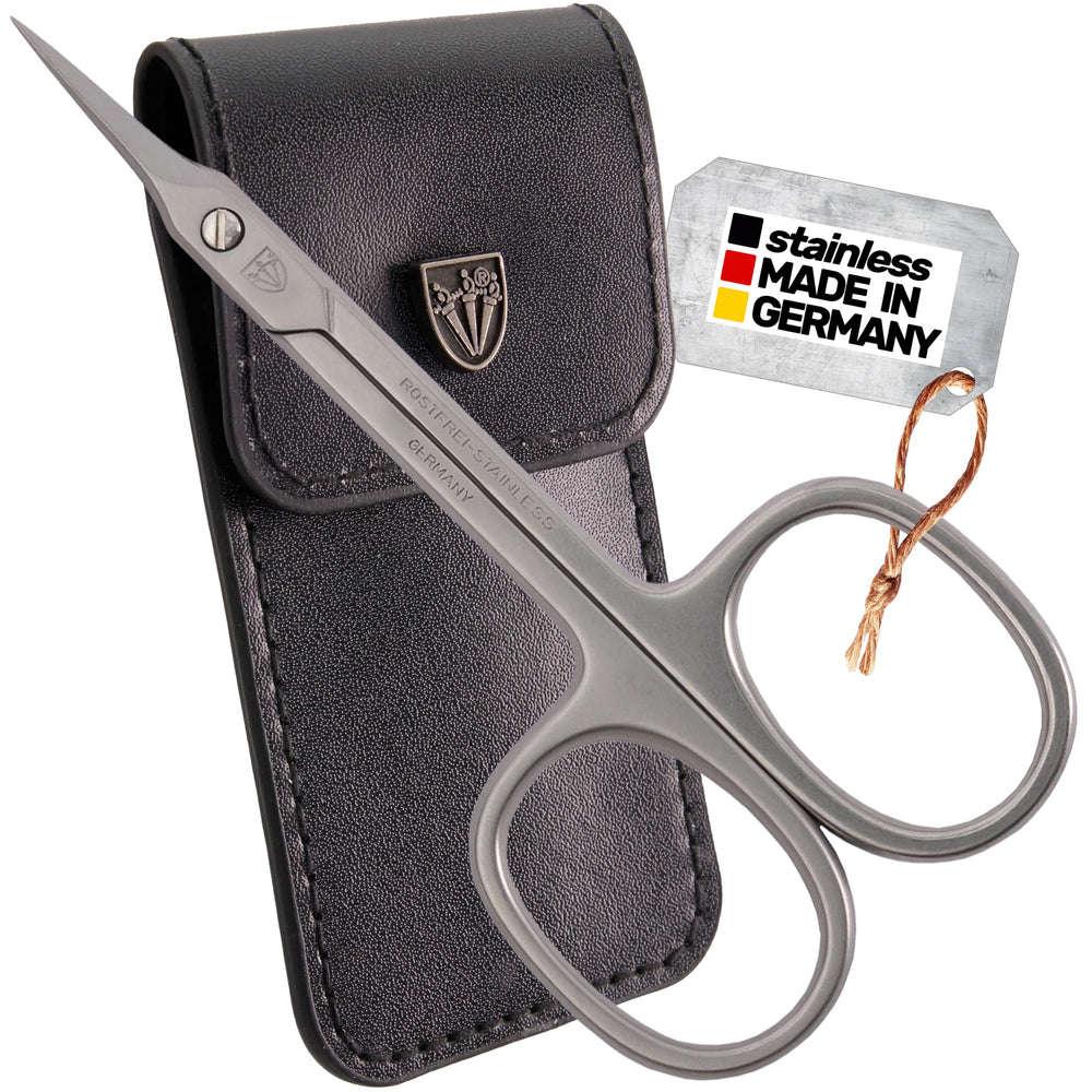 3 Swords Germany curved cuticle scissors offer precise grooming around the nail bed.