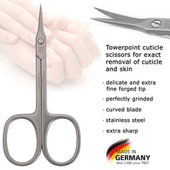 3 Swords Germany towerpoint tip reaches tight spaces for careful cuticle work.