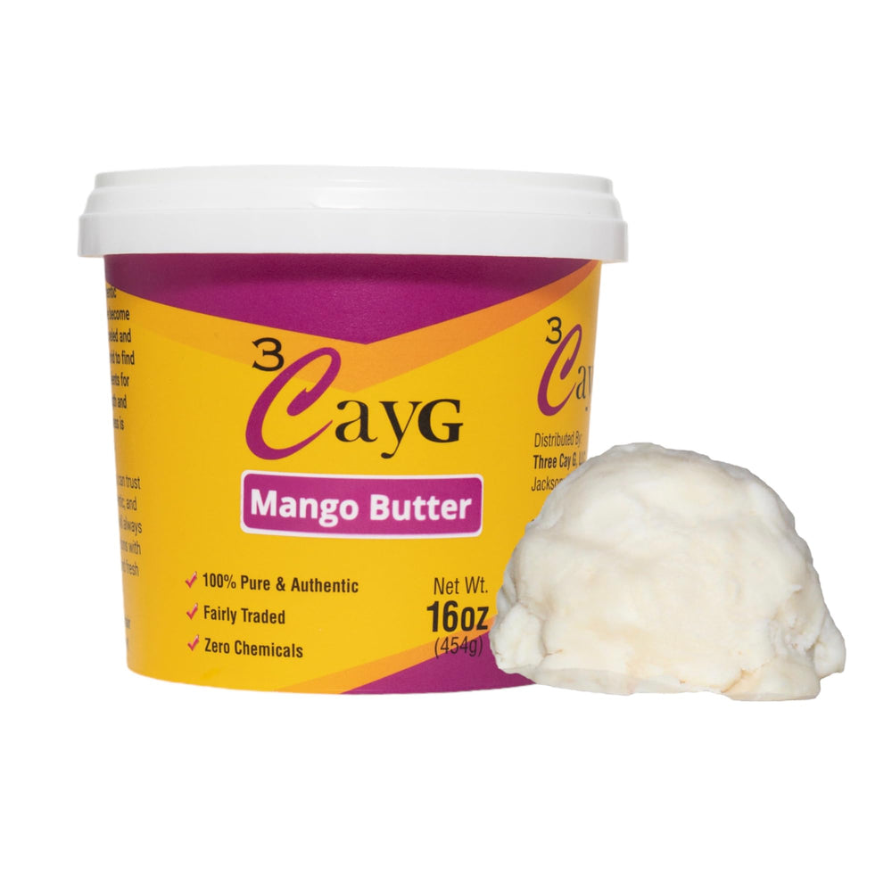 3CAYG Beurre de Mangue bloc 1 livre : texture naturelle et émolliente pour la peau.