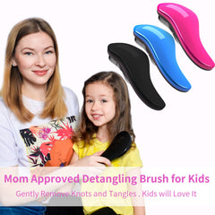 Brosse démêlante 79STYLE, trio de couleurs, idéale pour cheveux délicats et bouclés.