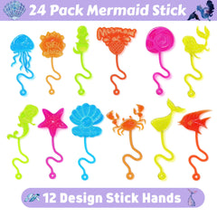 Ensemble sirene 24 tatouages et 24 mains par 91STICKYHAND, parfait pour sacs surprises