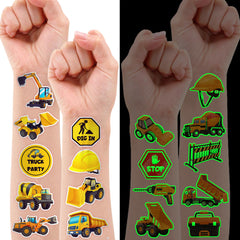 91TATTOOS tatouage lumineux camion de construction, parfait pour costumes et décorations festives.