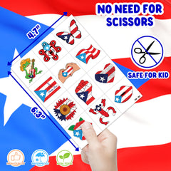 Tatouages 91TATTOOS Puerto Rico pre-coupés, application simple pour enfants et adultes.