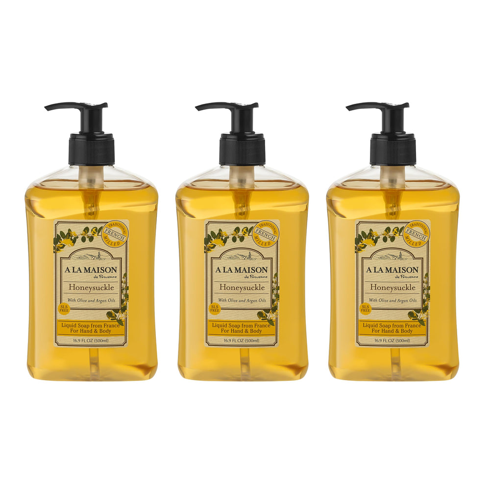 A LA MAISON Chevrefeuille savon liquide – bouteilles ensemble, douceur hydratante pour les mains.