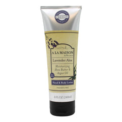 Lotion pour le corps A LA MAISON Lavande Aloé, bouteille en vedette et hydratation légère