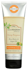 A LA MAISON Crème hydratante orange bergamote, bouteille 8 onces, hydratation quotidienne.