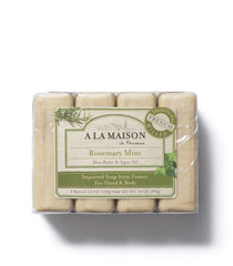 A LA MAISON Rosemary Mint Bar Soap, lavage-des-mains illustré pour une routine hydratante et efficace.