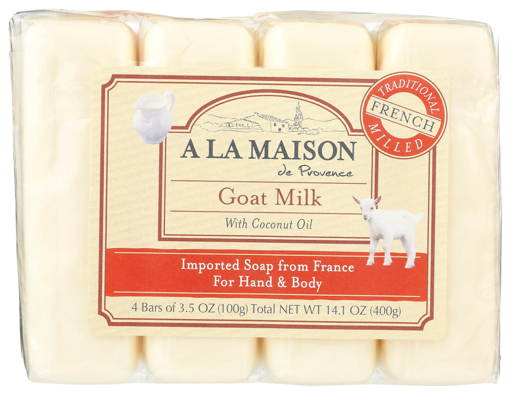 A LA MAISON savon lait chèvre, barres mains hydratation douce.