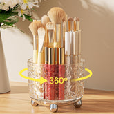 Porte-pinceaux cristal A-LuGei rotatif 360° pour un accès rapide sur la coiffeuse.