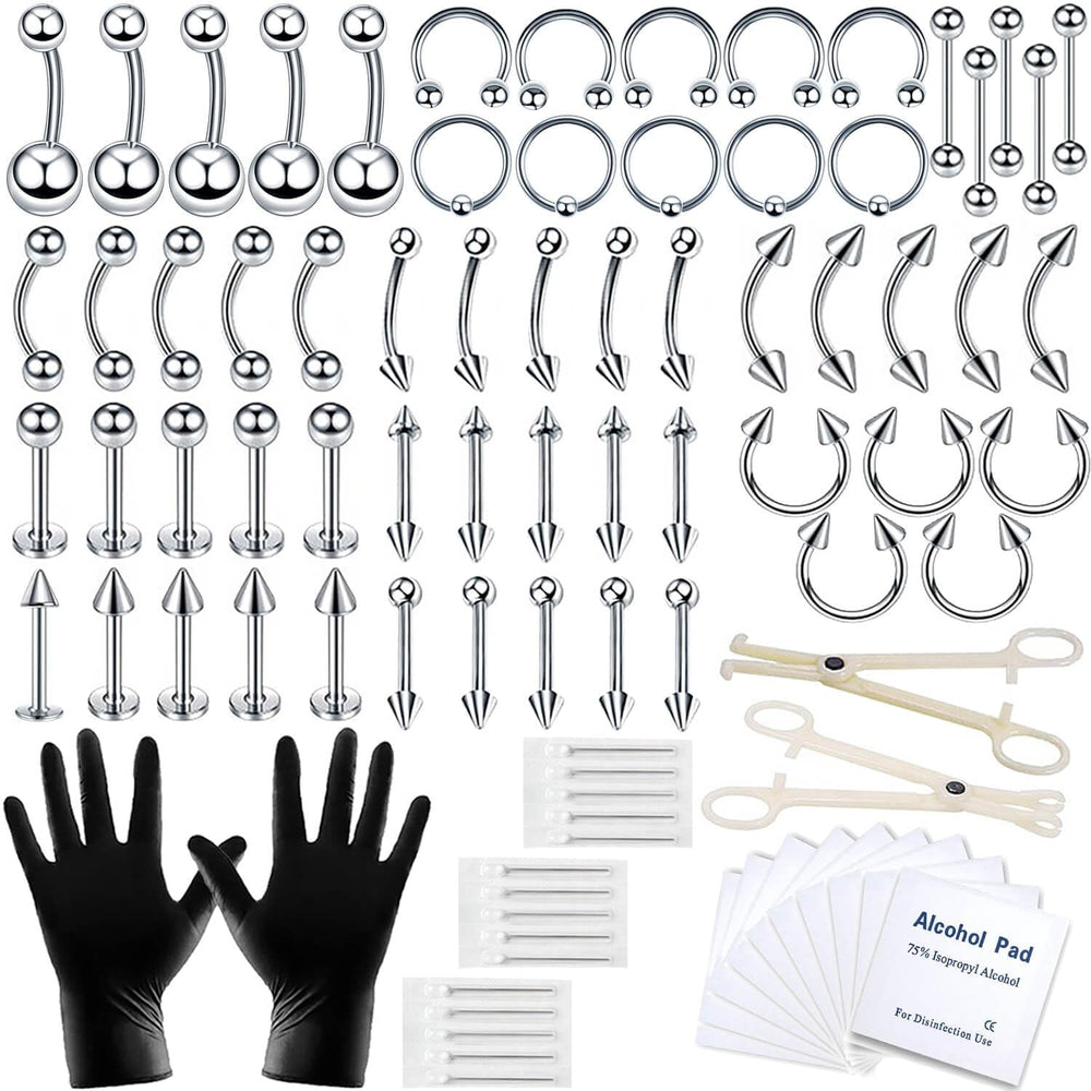 A-minusone ensemble 84 pièces pour piercings variés, prêt à tester différents styles.