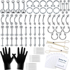 A-minusone ensemble 84 pièces pour piercings variés, prêt à tester différents styles.