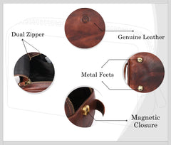 Aaron Leather Vendimia Estilo: trousse en cuir, doublure impermeable protege les essentiels.