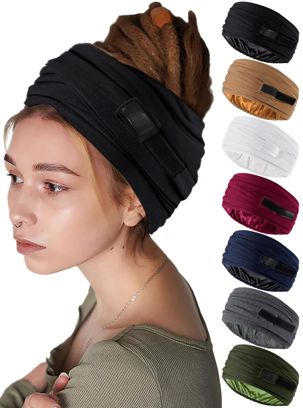Ababalaya turban ouvert satin doublure pour homme, confort et maintien pendant l'entraînement.
