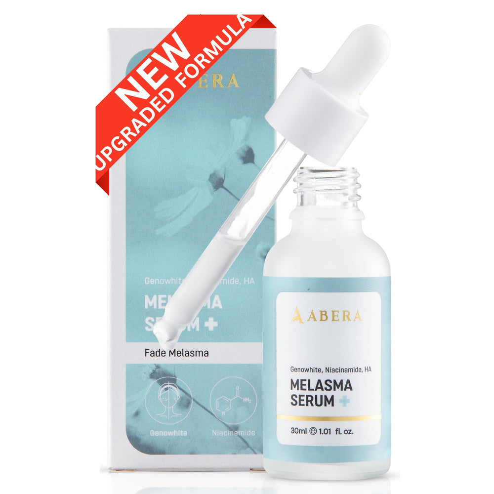 ABERA Melasma Serum Plus, bouteille-goutte pour une application précise.