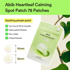 Patch Abib Heartleaf 12 mm, couverture ciblée pour imperfections plus grandes.