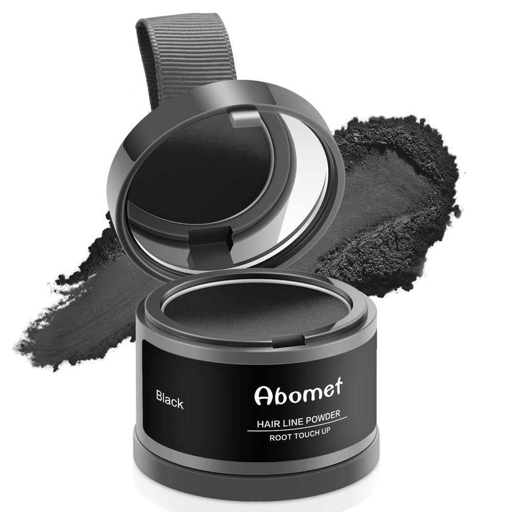 Abomet poudre-noir pour retouche-racines, couverture rapide des gris et reflets naturels.