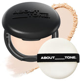ABOUT TONE Blur Powder Pact — miroir intégré pour retouches rapides et fini naturel.