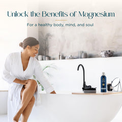 Measuring cap on Abundant Natural Health Ocean Magnesium Bath Soak for precise dosing.