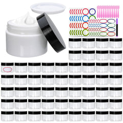 Contenants Accguan 4oz avec couvercle noir, robustes et transparents.