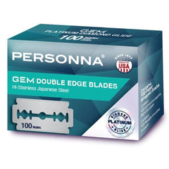 Lames AccuTec Personna Platinum GEM dans emballage professionnel pour usage en salon.