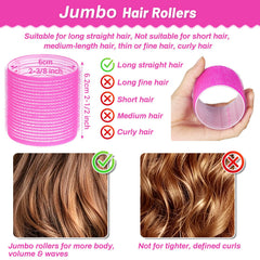 Ensemble Acejoz de 12 rouleaux rose pour boucles volumineuses.
