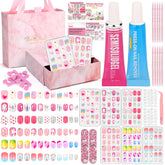 Acejoz kit ongles presse enfants dans une boîte cadeau, idéal pour activité créatrice.