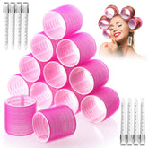 Acejoz rouleaux jumbo 60 mm rose, volume sur cheveux longs.