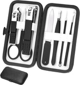 Aceoce kit manicure portable avec étui cuir PU, idéal en voyage.