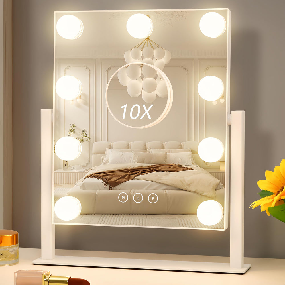 Miroir Acoolda avec éclairage à DEL pour maquillage précis et lumineux.