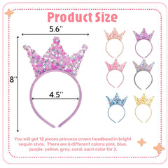 Acshio couronne-bandeau princesse bleu sequin – brillance idéale pour fête