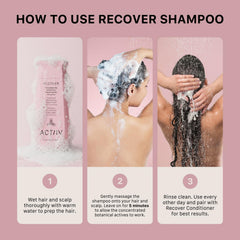 ACTIIV Recover Shampoo texture douce, pénétration agréable sur le cuir chevelu.