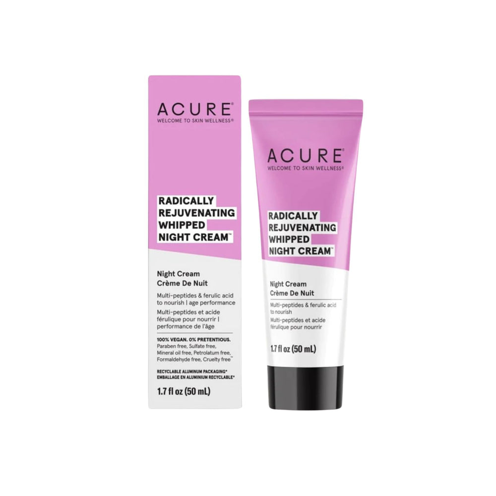 Acure crème de nuit fouettée montrant une texture légère et hydratante