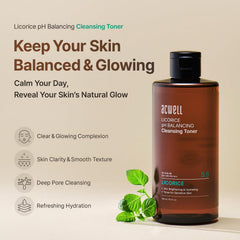 ACWELL Toner réglisse – application matinale pour préparer le maquillage.
