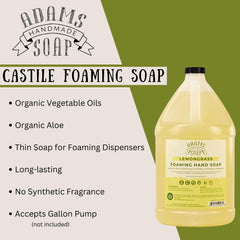 Adams Savon liquide citronnelle – ingrédients biologiques et aloé pour douceur naturelle.