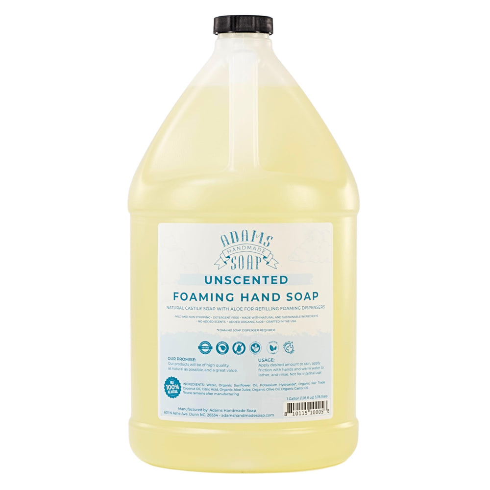 Savon moussant Castile Adams pour mains, refil 1 gal sans parfum, douceur naturelle.