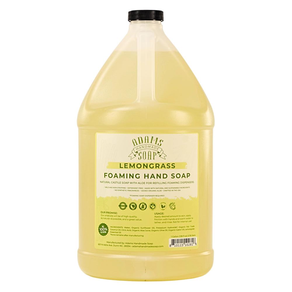 Adams Handmade Soap – savon moussant citronnelle pour lavage des mains doux et efficace.