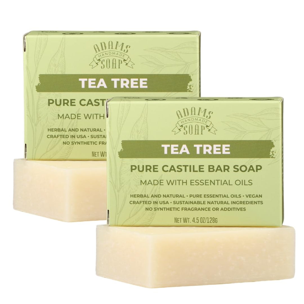 Savon Adams Tea Tree Castile, barre de 4,5 oz, hydratant et purifiant.