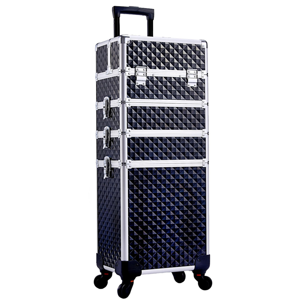 Adazzo coffret maquillage 4-en-1 noir avec rangement polyvalent pour studio