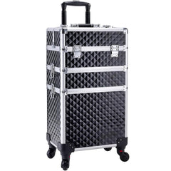 Valise Adazzo-maquillage motif diamant noir idéale pour un rangement élégant.