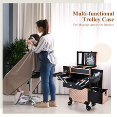 Valise Adazzo rose doré, poignée télescopique pour transport confortable.