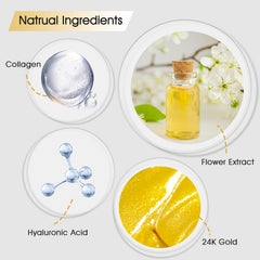 Adofect masque yeux Or 24K, application sous les yeux après nettoyage.