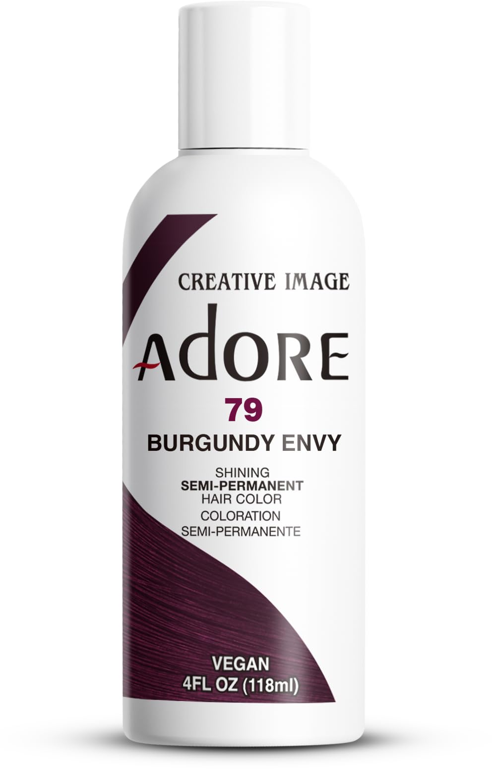 Adore Burgundy Envy, bouteille prête à l'emploi, couleur vive et durable.