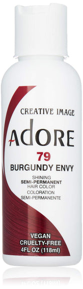 Adore Coloration Semi-Permanente Burgundy Envy – Bouteille prête à l’emploi pour une couleur intense et durable.