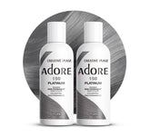 Adore Coloration Semi-Permanente Platinum 150, duo de flacons prêt à l'emploi pour une couleur durable.