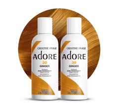 Adore Teinture semi-permanente orange gingembre: bouteille prête à l'emploi pour un rendu vibrant.